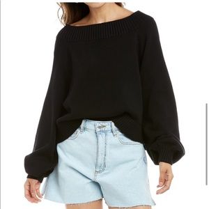 WEWOREWHAT OFF SHOULDER SUMMER COTTON KNIT STITCH SWEATER XS